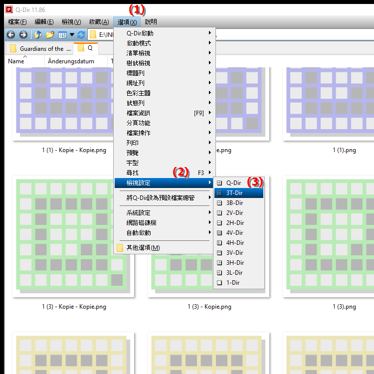 四文件瀏覽器 Q Dir 中的 3T Dir 視圖提供什麼功能
